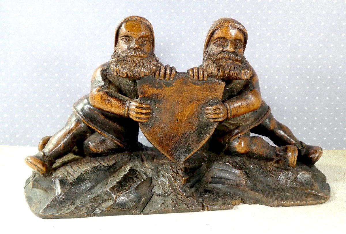 Petits Suisses ! Jolie Sculpture Ancienne De Brienz, Vers 1860  