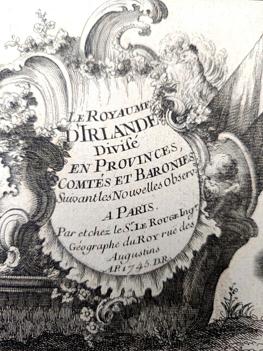 Grande Carte, 1745 : Le Royaume d'Irlande Par Et Chez Le Rouge (Paris)  P-A-photo-2