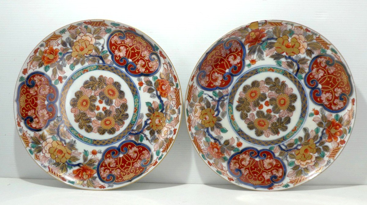 Imari De Brocard, époque Edo,  Paire De Petits Plats De 24cm, -photo-2