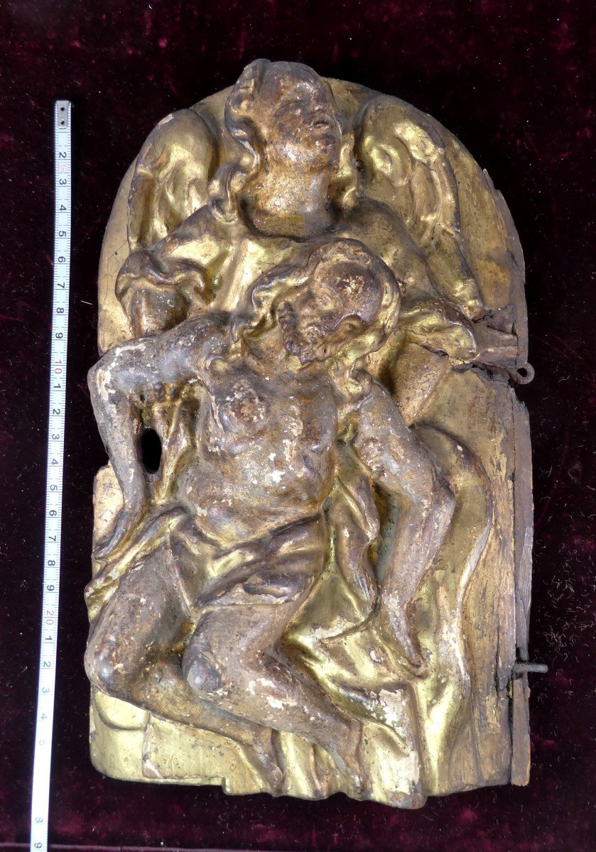 Carved-gilded Wood, 17th Century, Entombment, Tabernacle Door,-photo-3