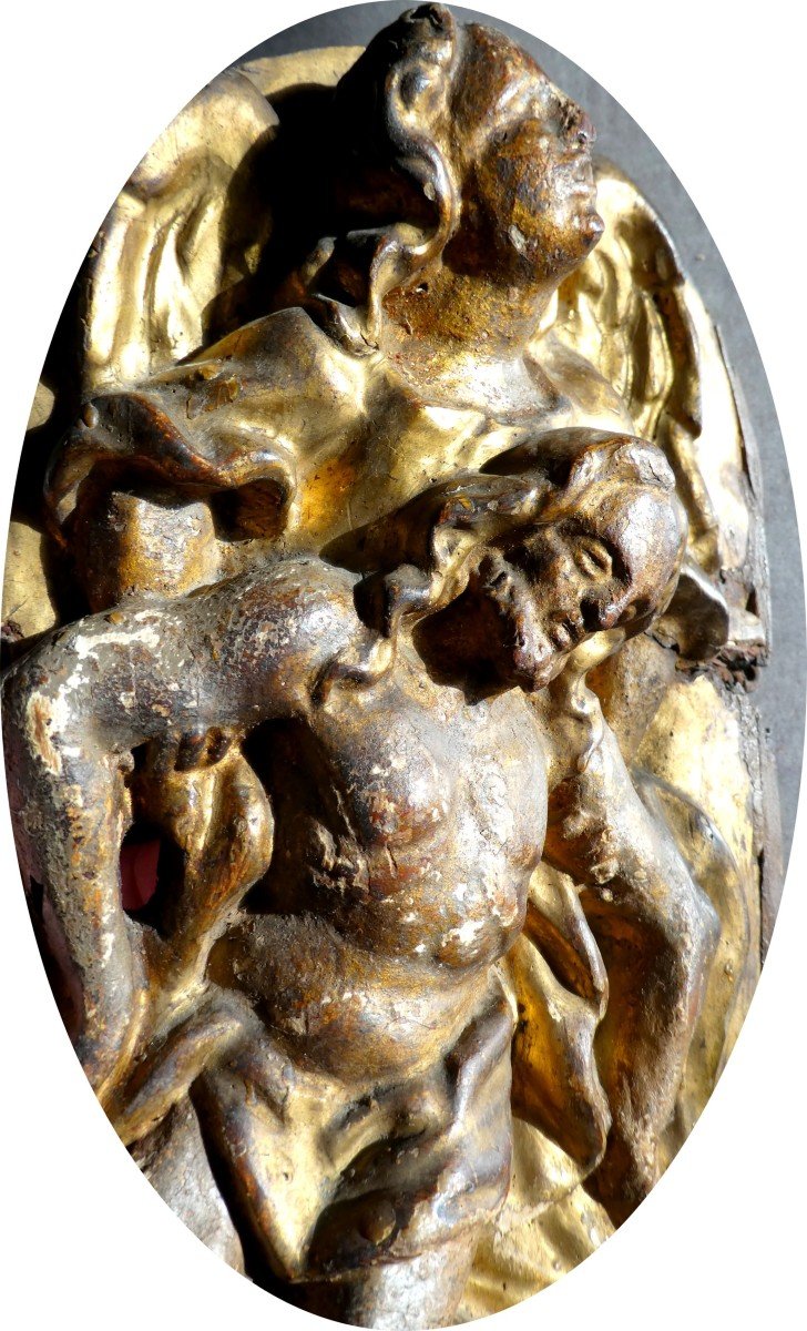 Carved-gilded Wood, 17th Century, Entombment, Tabernacle Door,-photo-4