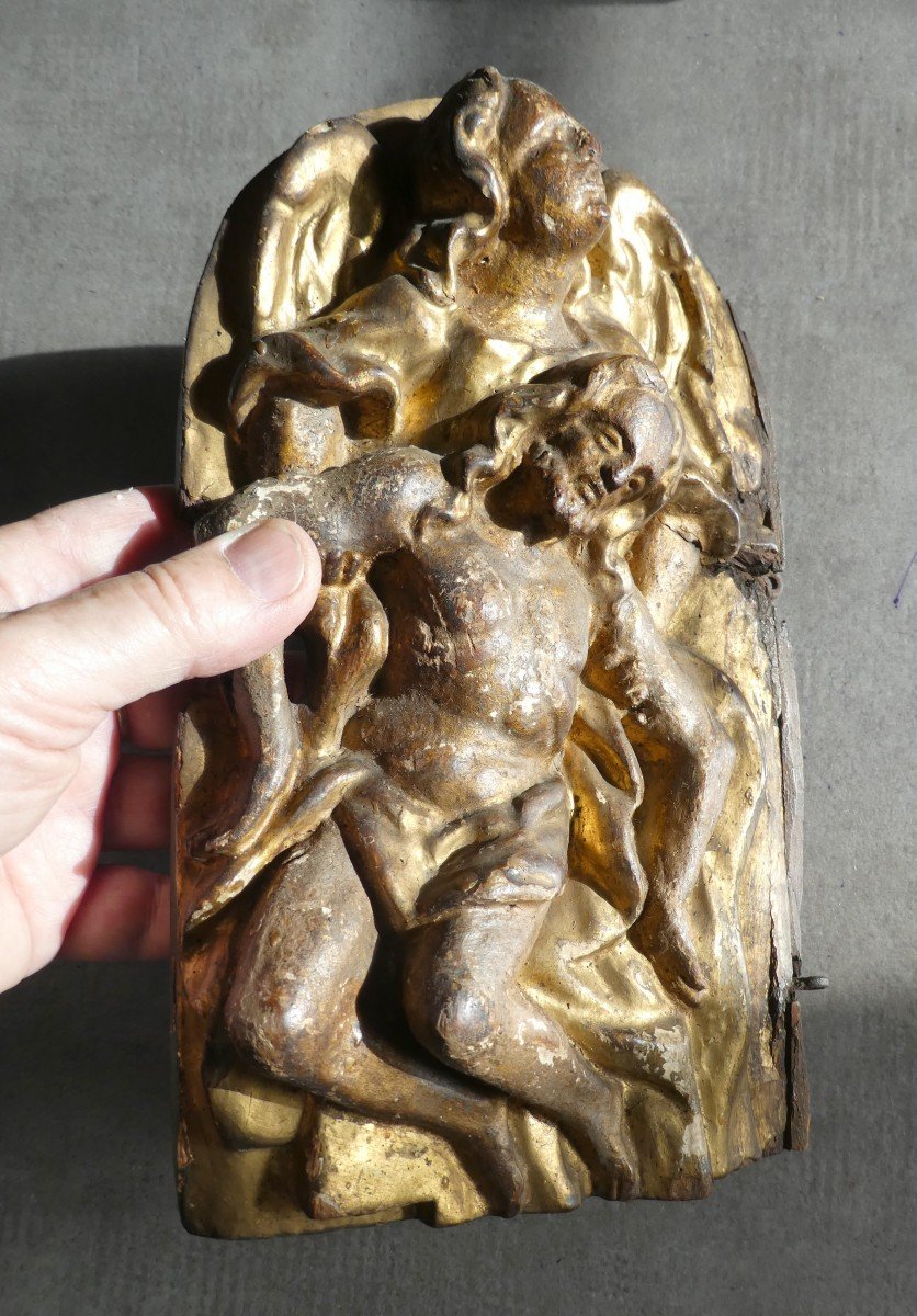 Carved-gilded Wood, 17th Century, Entombment, Tabernacle Door,-photo-1