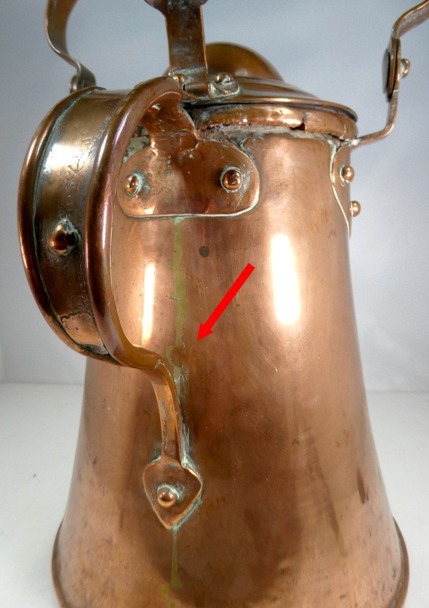 Large Two Handle Milkjar, Hammer-mounted Copper, 18-19th, Switzerland?-photo-4