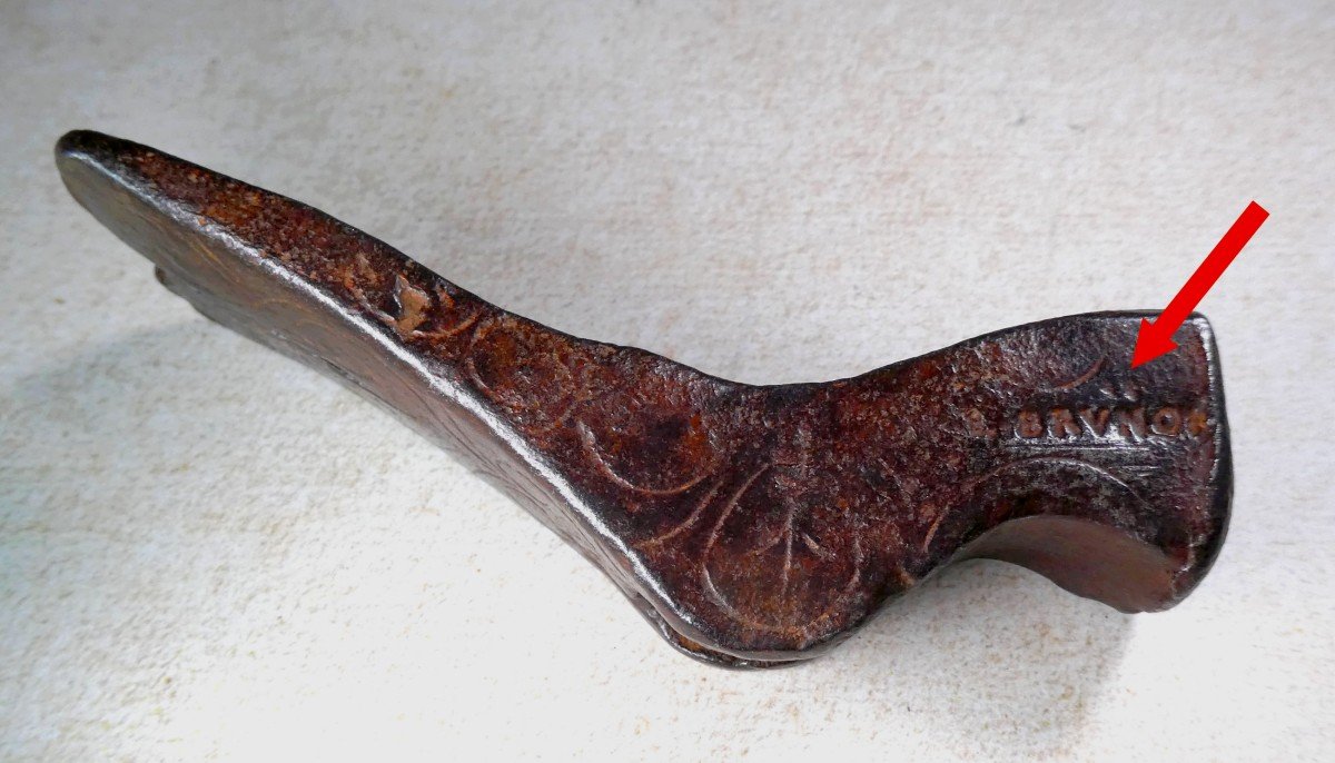 French Engraved Hammer Of Farrier, 17th Century, Marked-photo-1