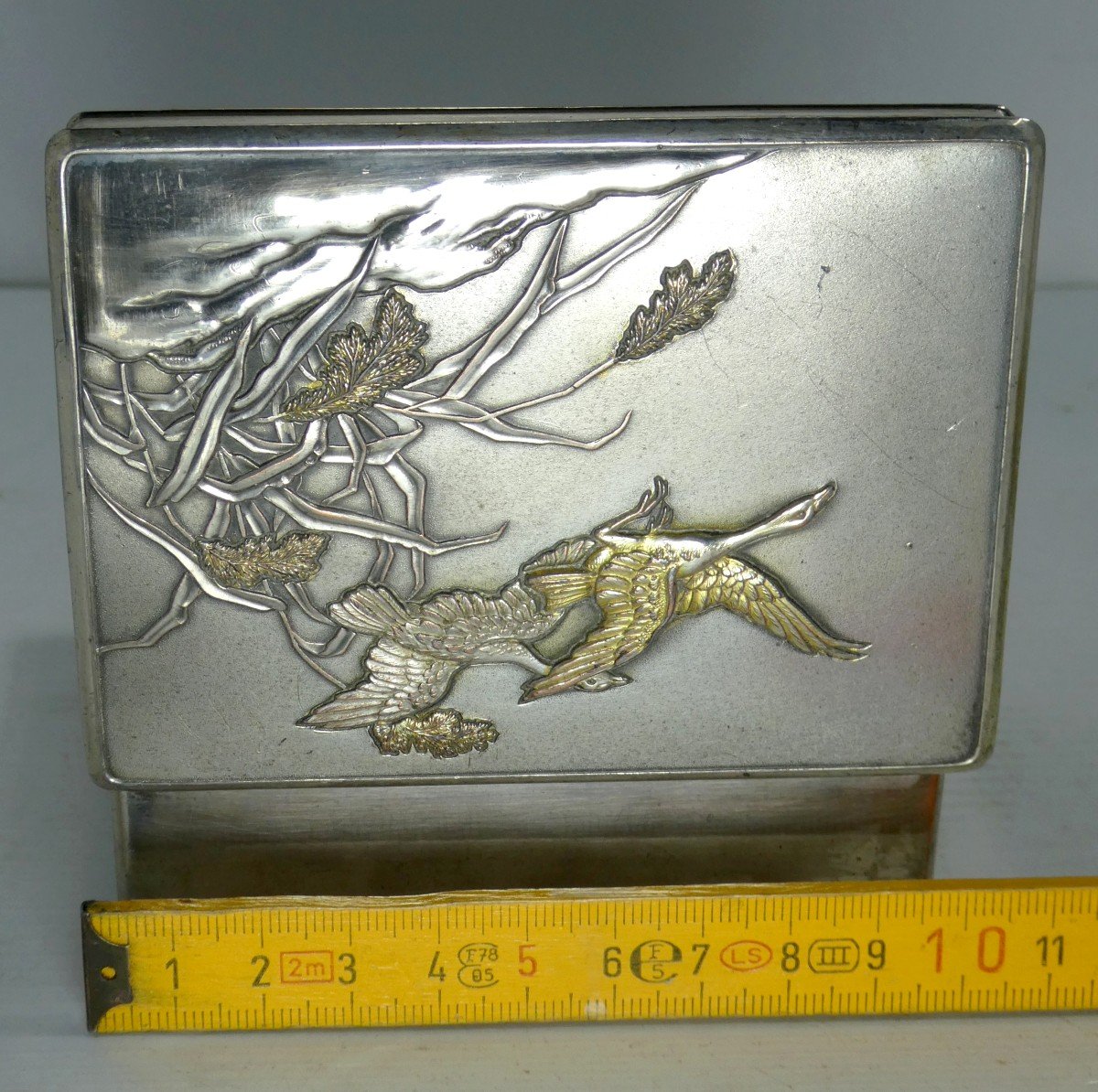 Japan, Circa 1915, Pretty Silvered Copper Table Box –d--photo-4