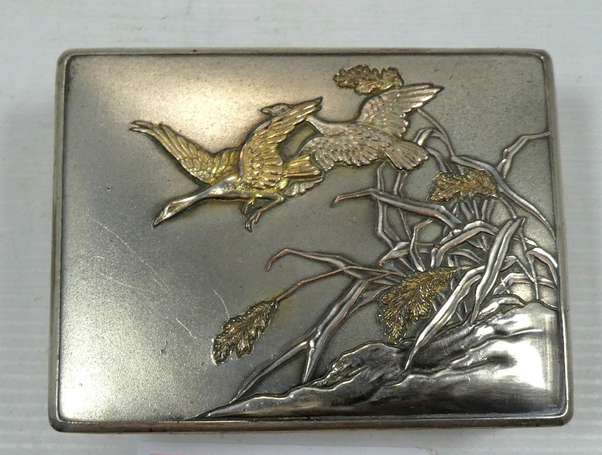 Japan, Circa 1915, Pretty Silvered Copper Table Box –d-