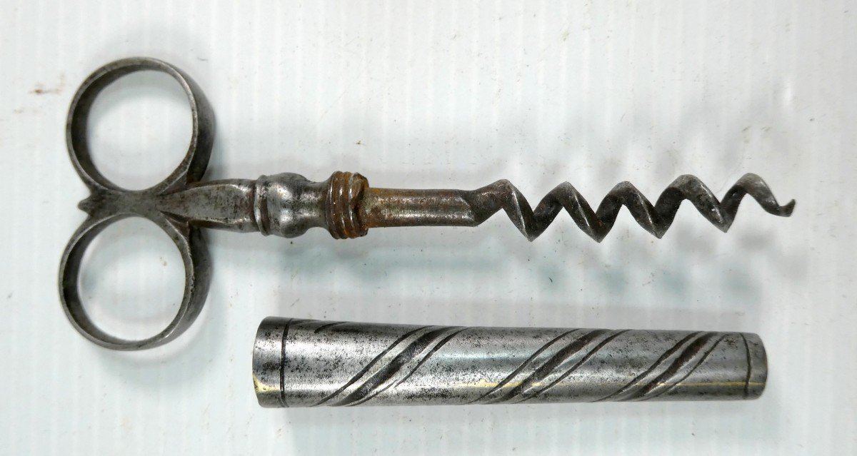 2 Finger Corkscrew, Collection, Wrought Iron, 18th Century-photo-3