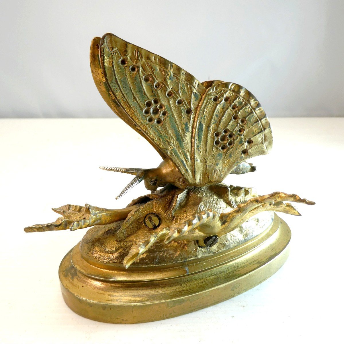 Papillon Automatique Bronze, Vers 1830, Pince à Courrier époque Romantique-photo-2