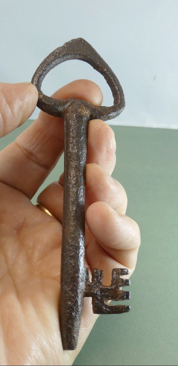 15th Or 16th Century Key: One Cottage And One Heart, 13,5cm-photo-2