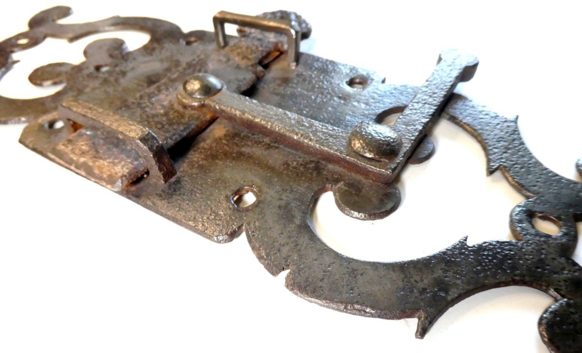 Impressive French Wrought Iron Cam Latch, For Carriage Gate, 17th-18th Century-photo-1