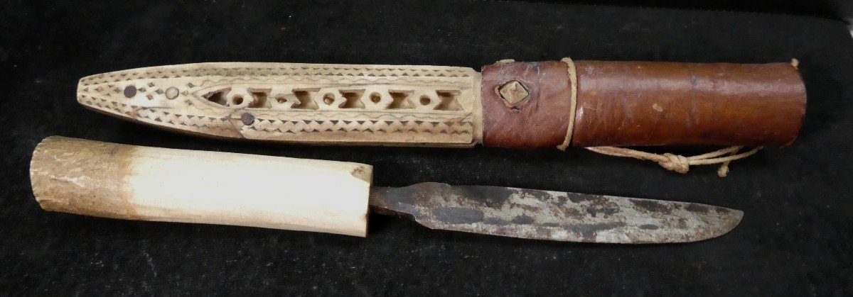 Musée : Couteau Lapon, 19e Siècle, Gravé, Ajouré, Et Vrai-photo-2