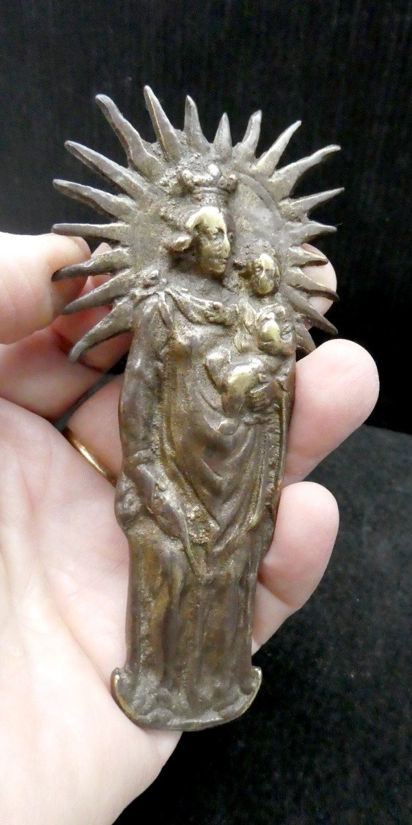 17th Century Glorious Virgin, Small Bronze Of Montrance -photo-4