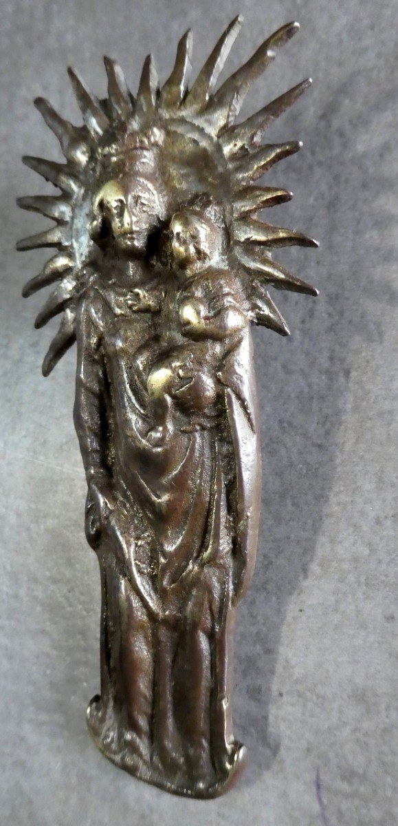 17th Century Glorious Virgin, Small Bronze Of Montrance -photo-3