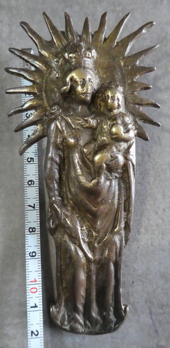 17th Century Glorious Virgin, Small Bronze Of Montrance -photo-4