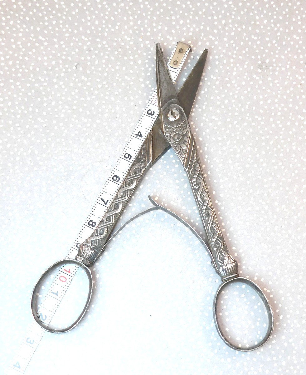 Collectible Scissors, Engraved Steel, 18th Century, Transitional Style, Fine Quality-photo-4