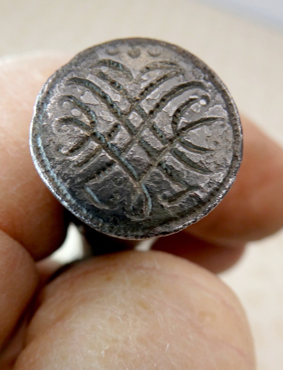 Polished Iron Wax Case, Louis XIV Period, Two Seals, Coat Of Arms And Initials-photo-4