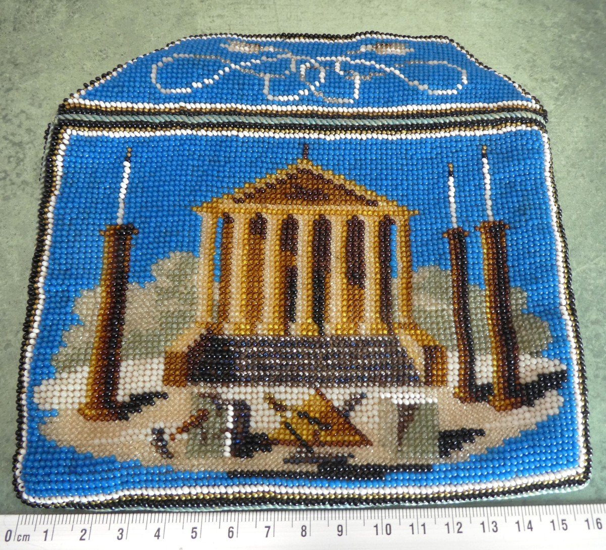 Masonic Beadwork, Pouch And Inscription To Lodge Frederic Le Grand-photo-2