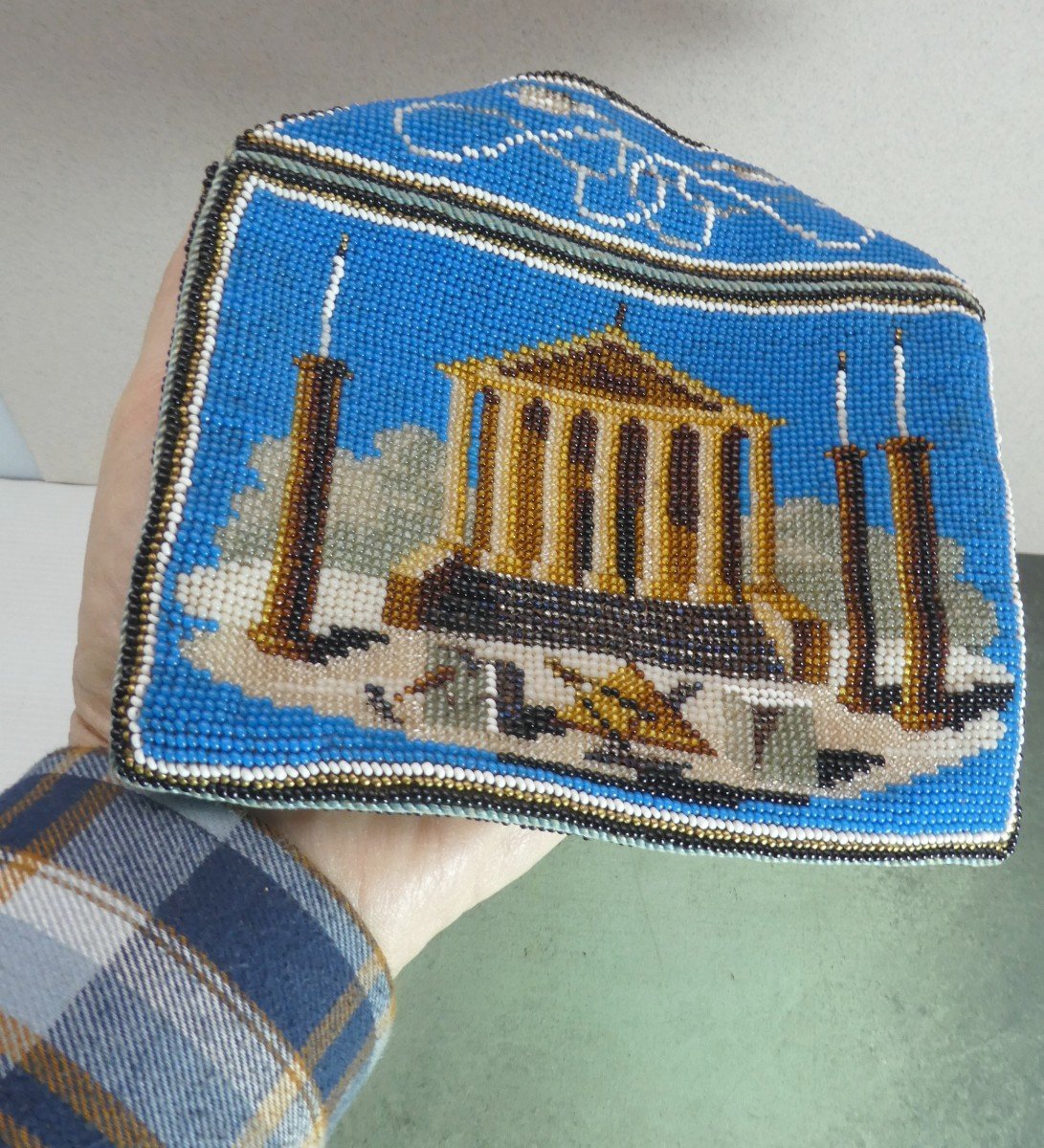 Masonic Beadwork, Pouch And Inscription To Lodge Frederic Le Grand-photo-2