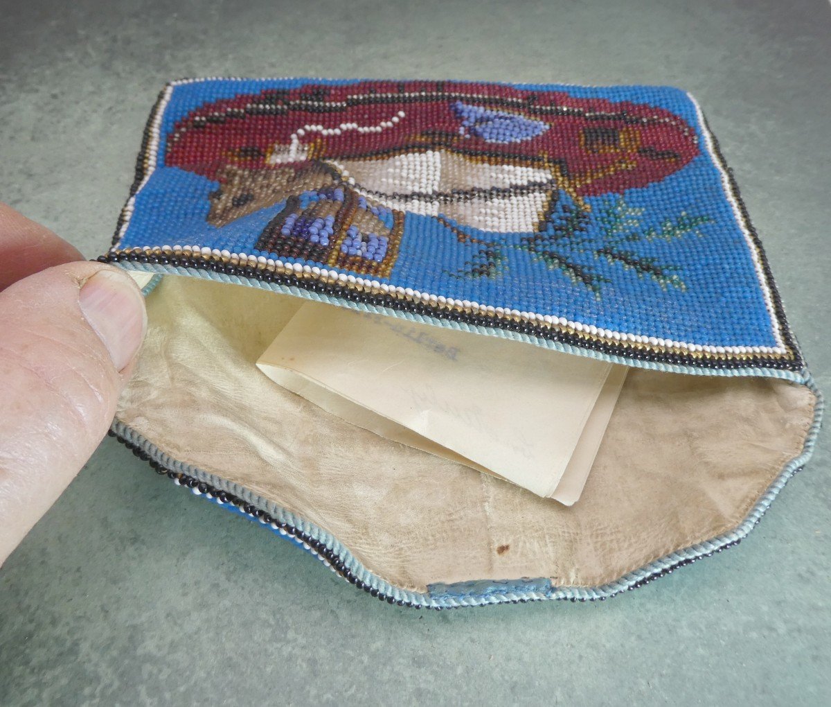 Masonic Beadwork, Pouch And Inscription To Lodge Frederic Le Grand-photo-4