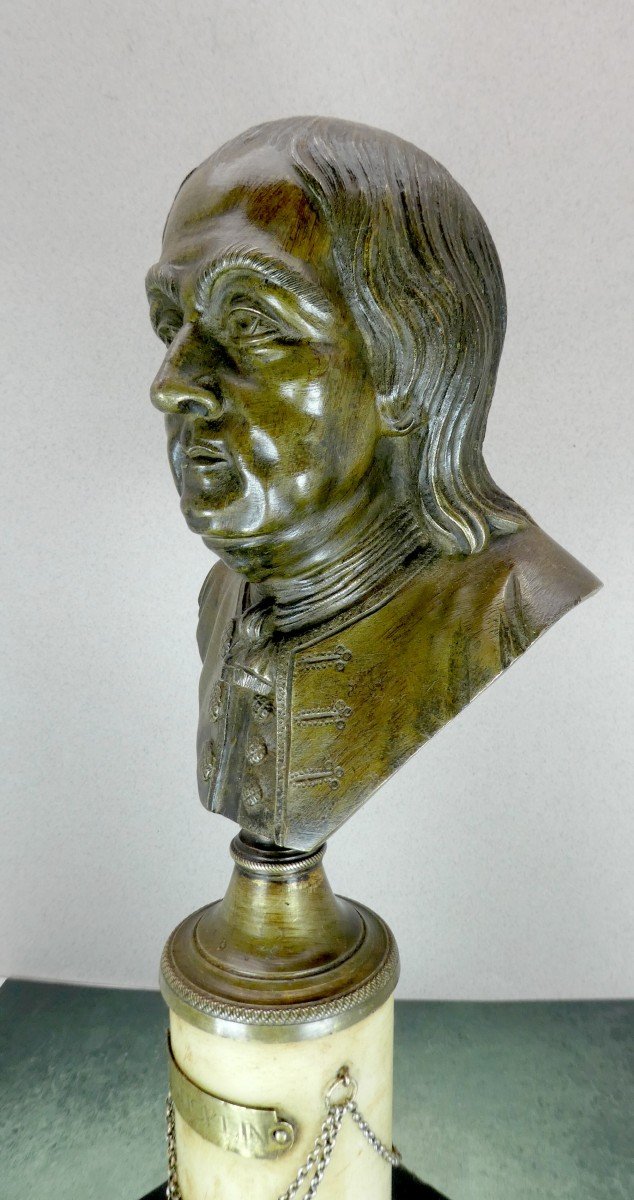 Buste De Benjamin Franklin, Bronze, France, Fin Du 18e Siècle-photo-2