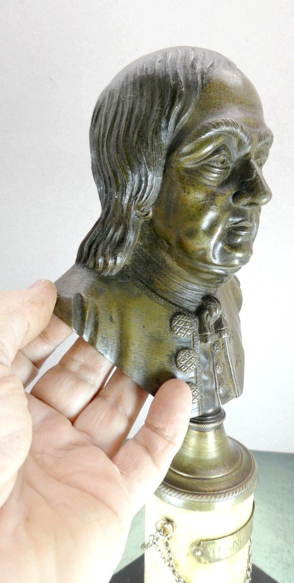 Bust Of Benjamin Franklin, Bronze, France, Late 18th Century-photo-1