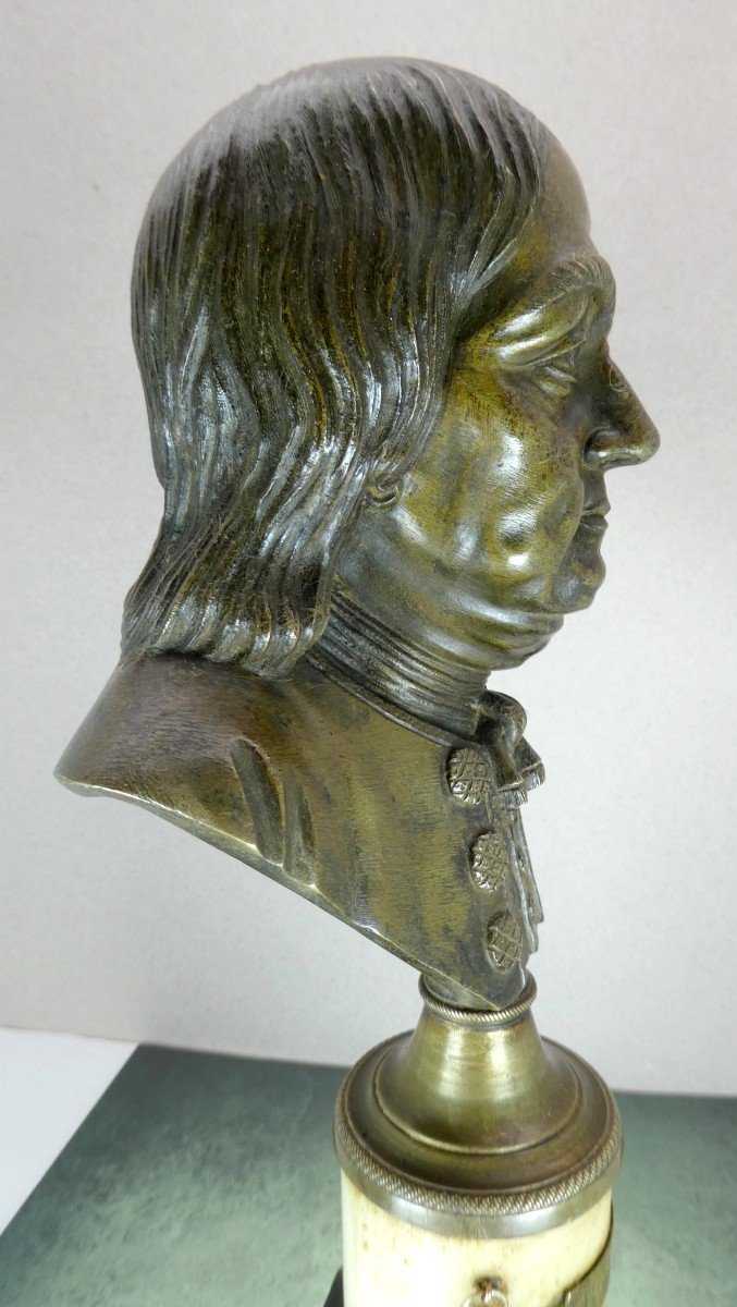 Buste De Benjamin Franklin, Bronze, France, Fin Du 18e Siècle