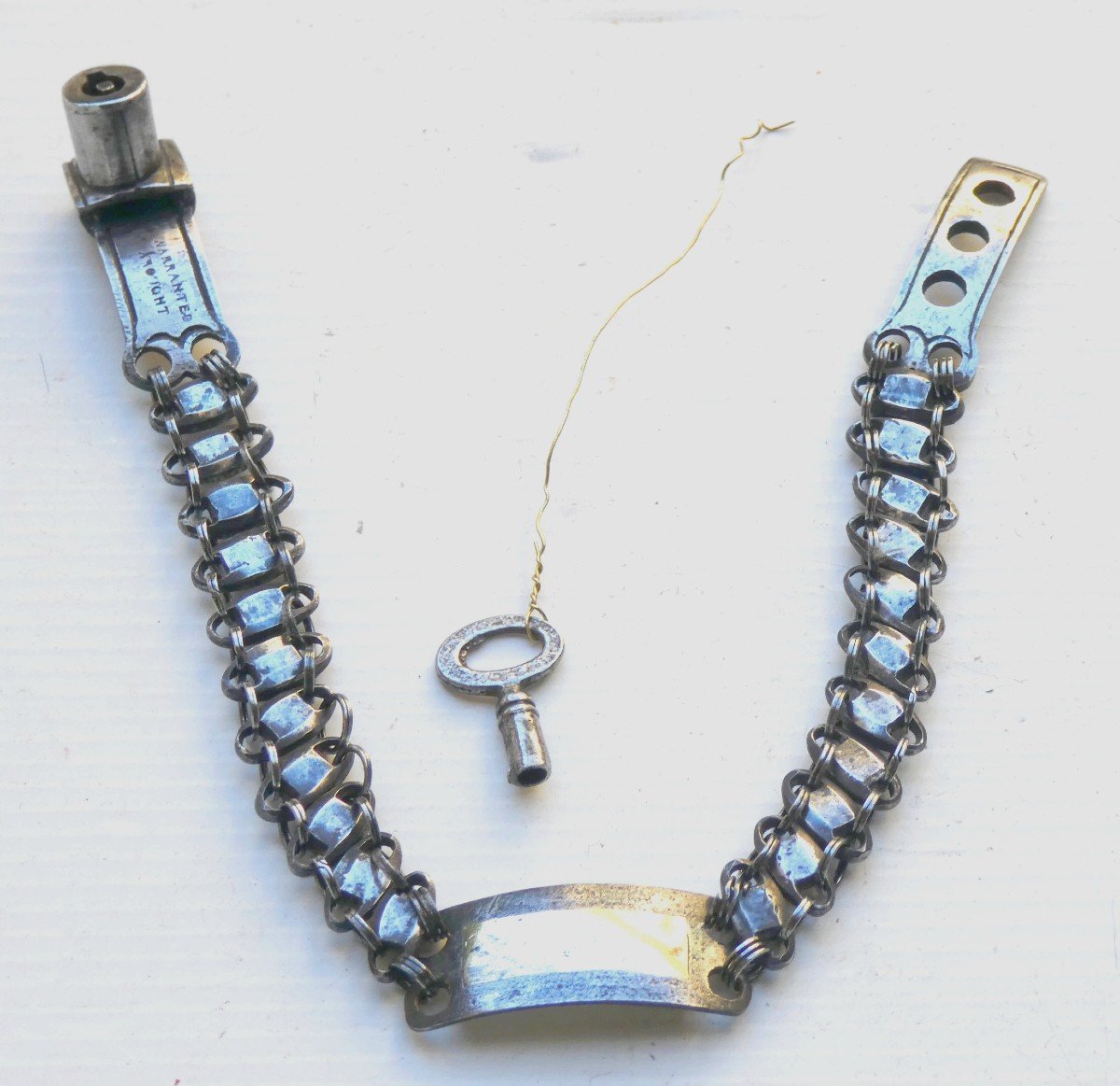 Steel Jewel For Small Dog, For Cat, 19th Century, Collar With Lock And Key.