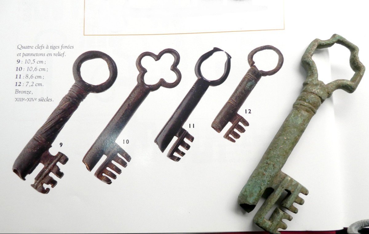 Museum: Large Bronze Key, 13th Century, Early Gothic, 11.8cm-photo-1