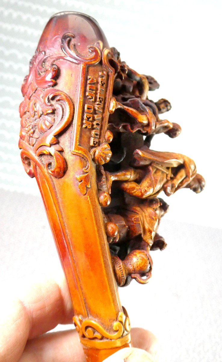 Pipe Masterpiece: Telemachus And Calypso, Meerschaum And Amber, 22.5cm, Vienna, 19th Century, -photo-5