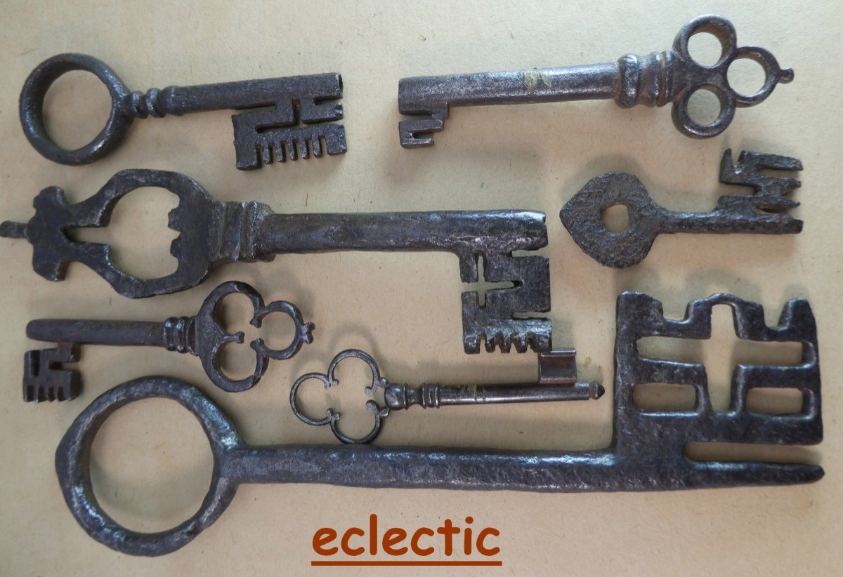 Jolie Clé Gothique Italien Fer Battu, Clé De Cadenas 14-15e Siècle-photo-2