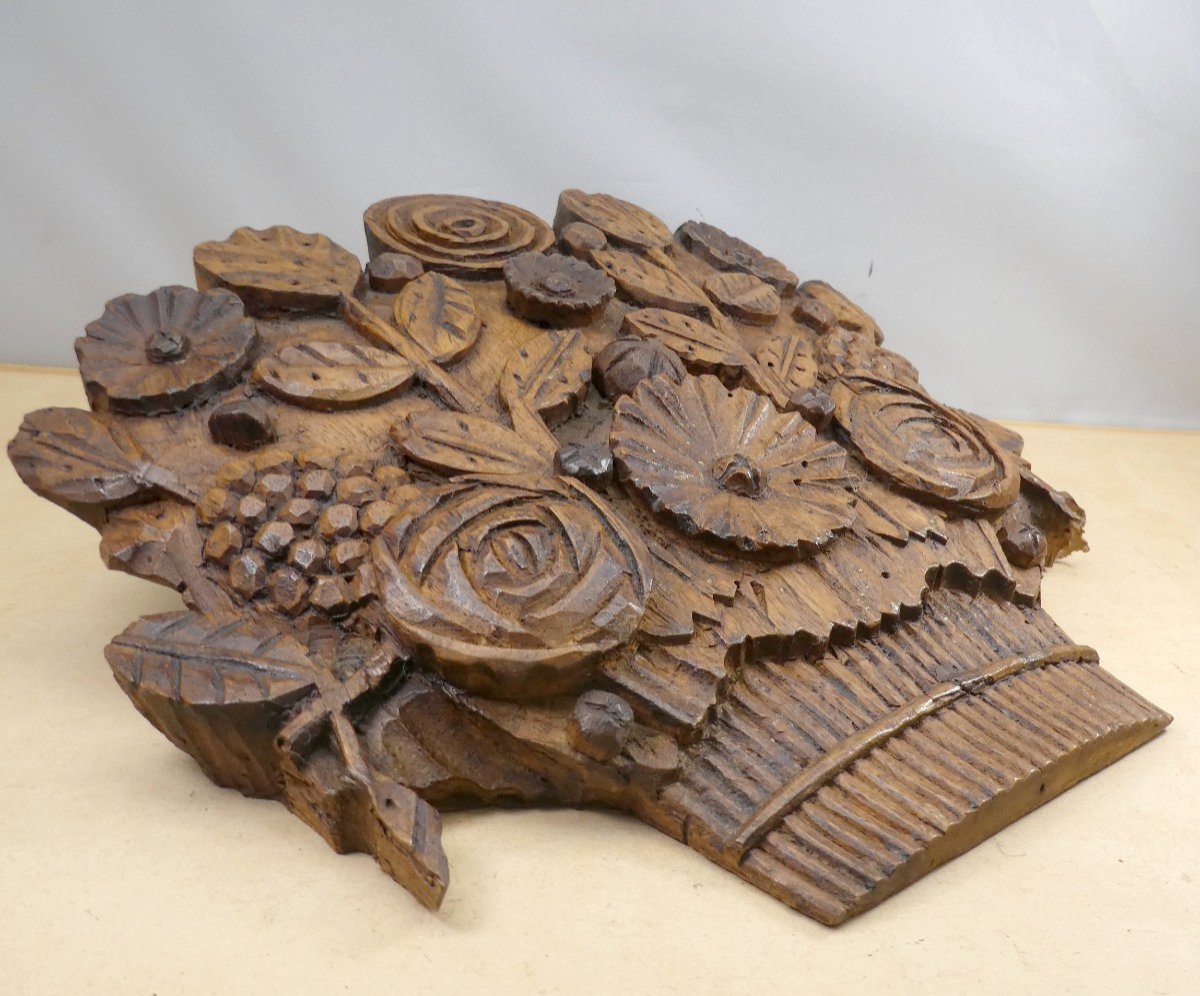 Bridal Bouquet, Norman Primitive Carved Wood, 19th Century-photo-4