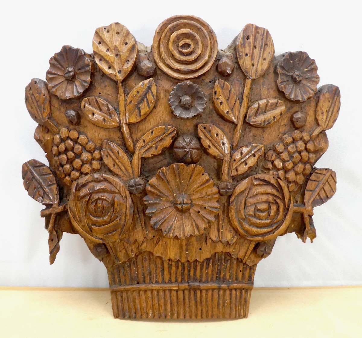 Bridal Bouquet, Norman Primitive Carved Wood, 19th Century