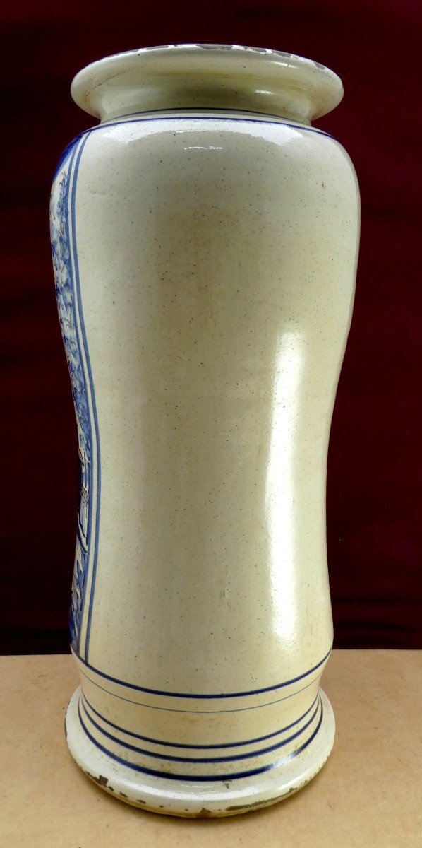 Large Apothecary Jar Of St. Francis Of Paola Convents, Naples Earthenware, 19th Century, -photo-3