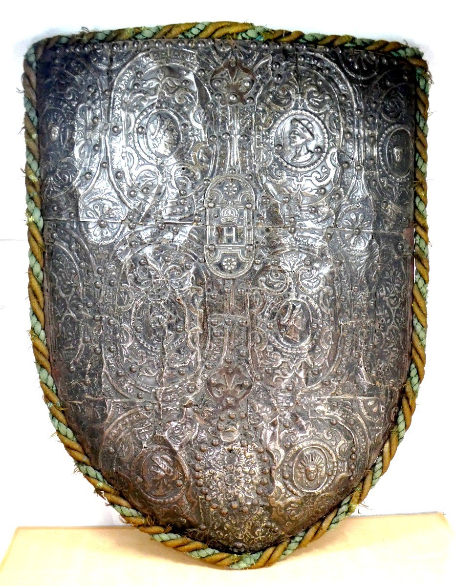 Embossed Iron Shield, Renaissance Style, Many Elements From Henry II Period, Circa 1550