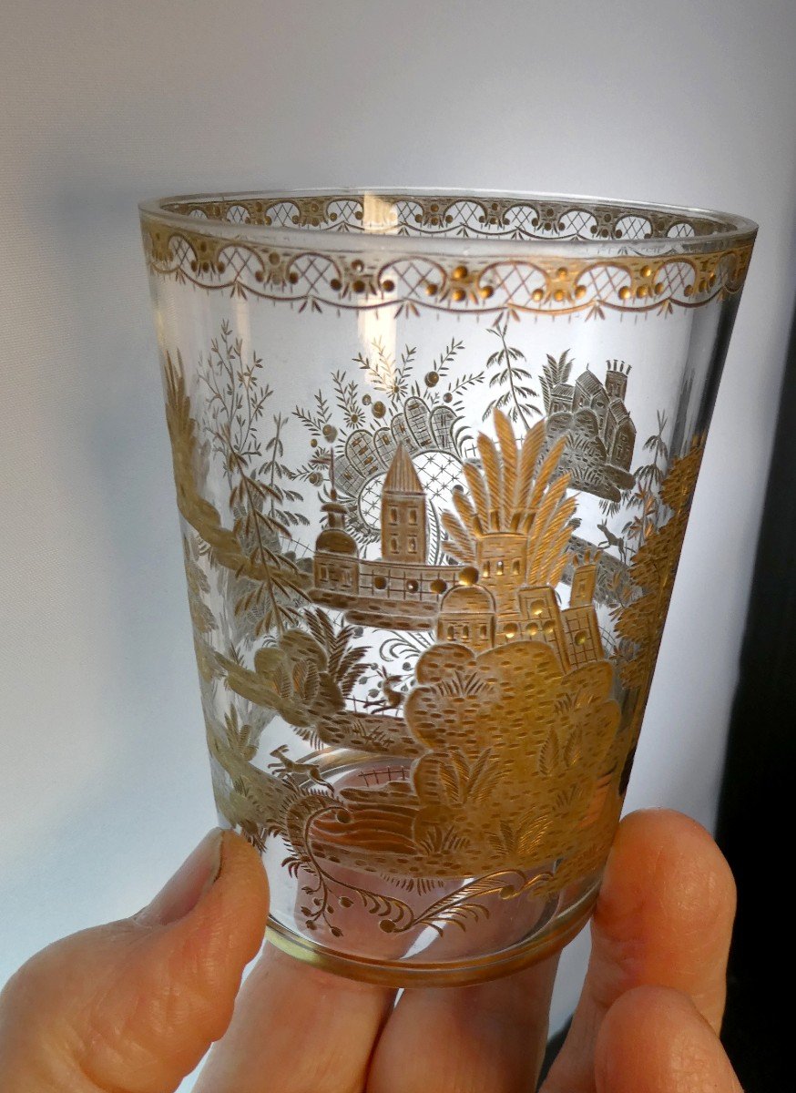 Spain: Rich Gilded Glass Goblet, Royal Manufacture Of La Granja, Late 18th Century-photo-3