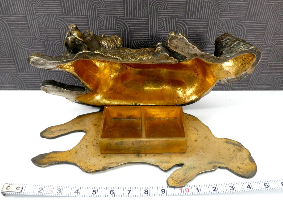 Vienna Bronze, Gilded Stamp Box Dog, Late 19th Century-photo-4