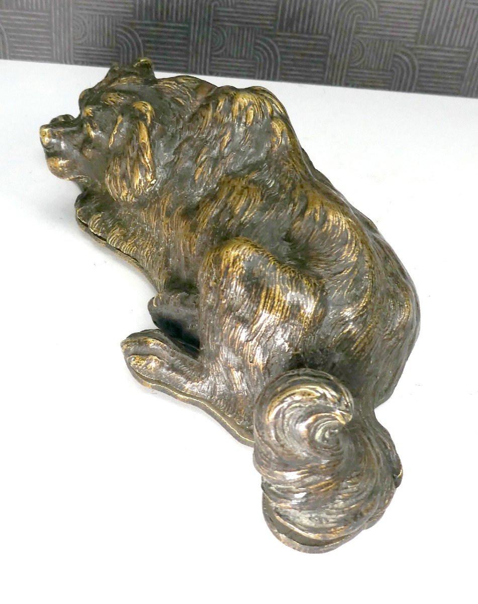 Vienna Bronze, Gilded Stamp Box Dog, Late 19th Century-photo-3