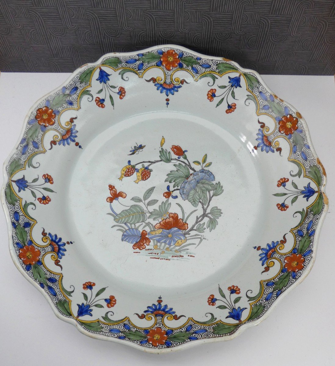 Beautiful Rouen Levavasseur Plate, Pretty Pomegranate Decor, 18th Century