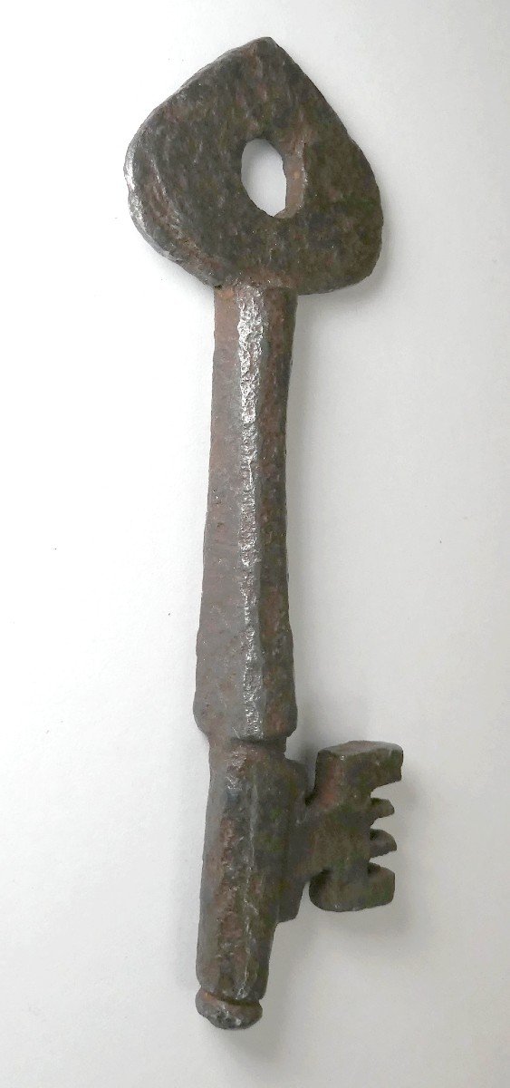 Medieval Key, 15th Century, Beautiful Model, Wrought Iron 11.5cm-photo-3