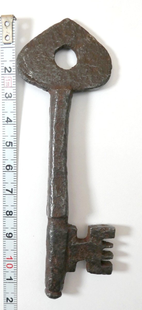 Medieval Key, 15th Century, Beautiful Model, Wrought Iron 11.5cm-photo-4