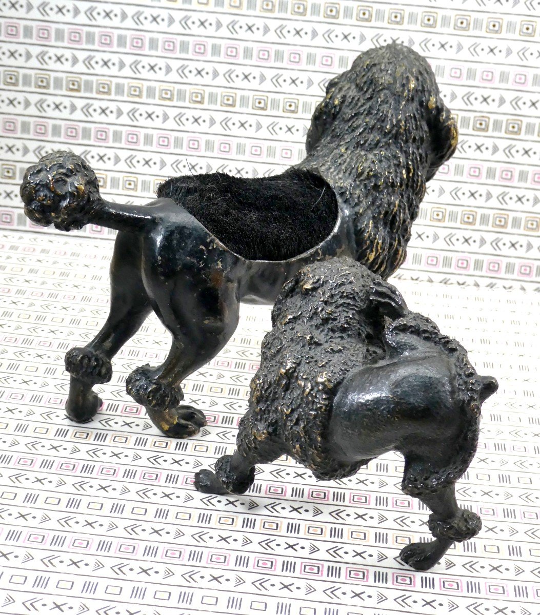 Painted Vienna Bronzes, Two Black Poodles, Marked (geschutzt), 19th Century-photo-4