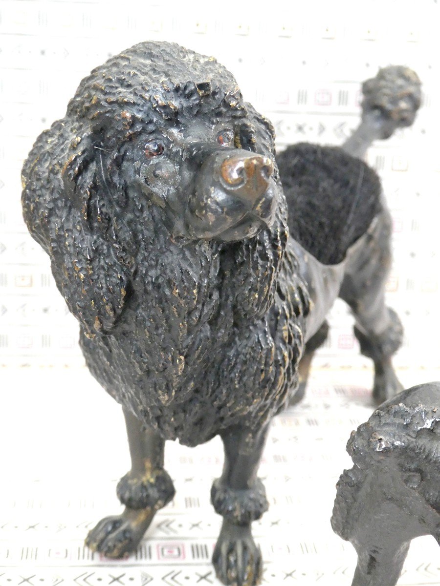 Painted Vienna Bronzes, Two Black Poodles, Marked (geschutzt), 19th Century-photo-2