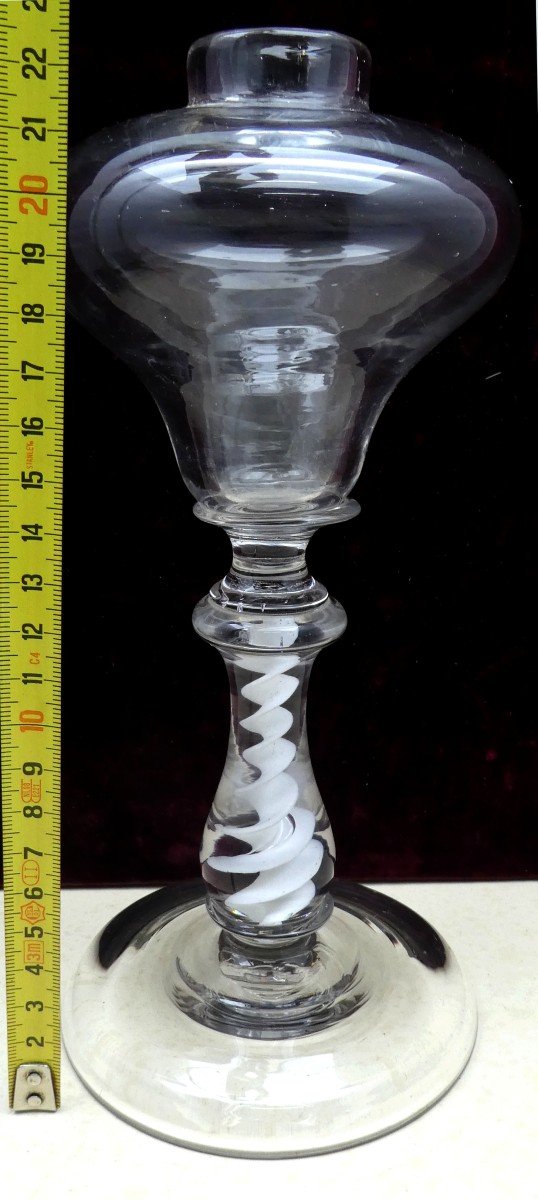 Pretty Latticini Blown Glass Lamp  White Enamel, 19th Century-photo-1