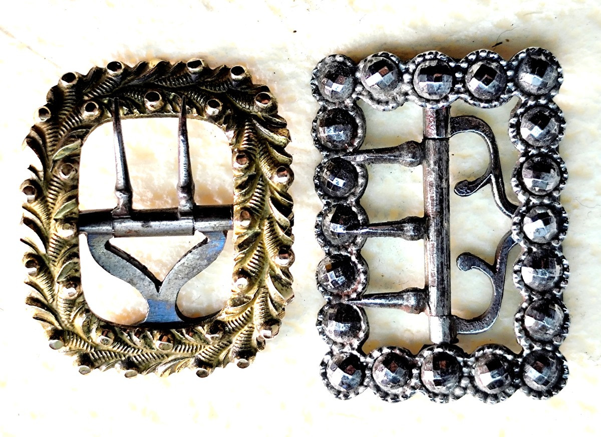 Hidden Love Jewelry, Directoire And Empire Period, 2 Garter Buckles -photo-2