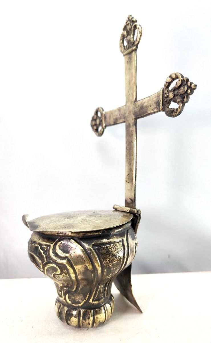 French Baroque, Large Brass Holy Water Font, Louis XIV Period-photo-3