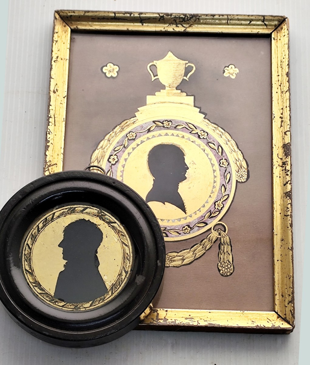 Portrait-silhouette à Fond D’or d'Un Homme Jeune, époque 1er Empire-photo-2