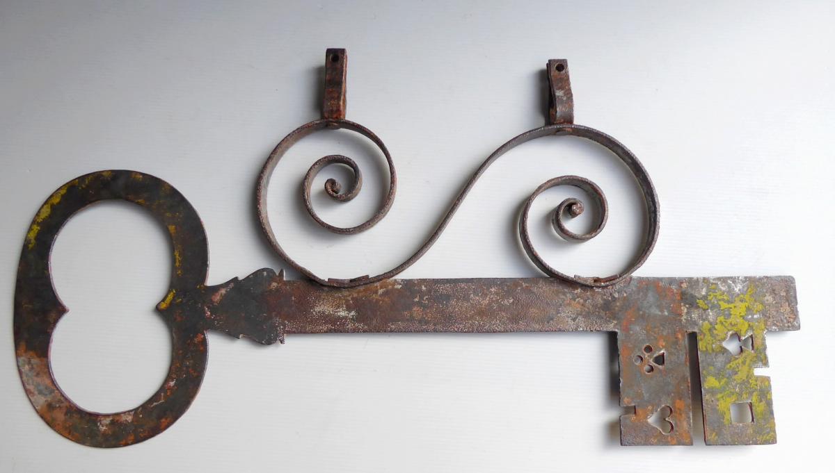 Locksmith Sign , Iron And Iron Sheet, 19th Century