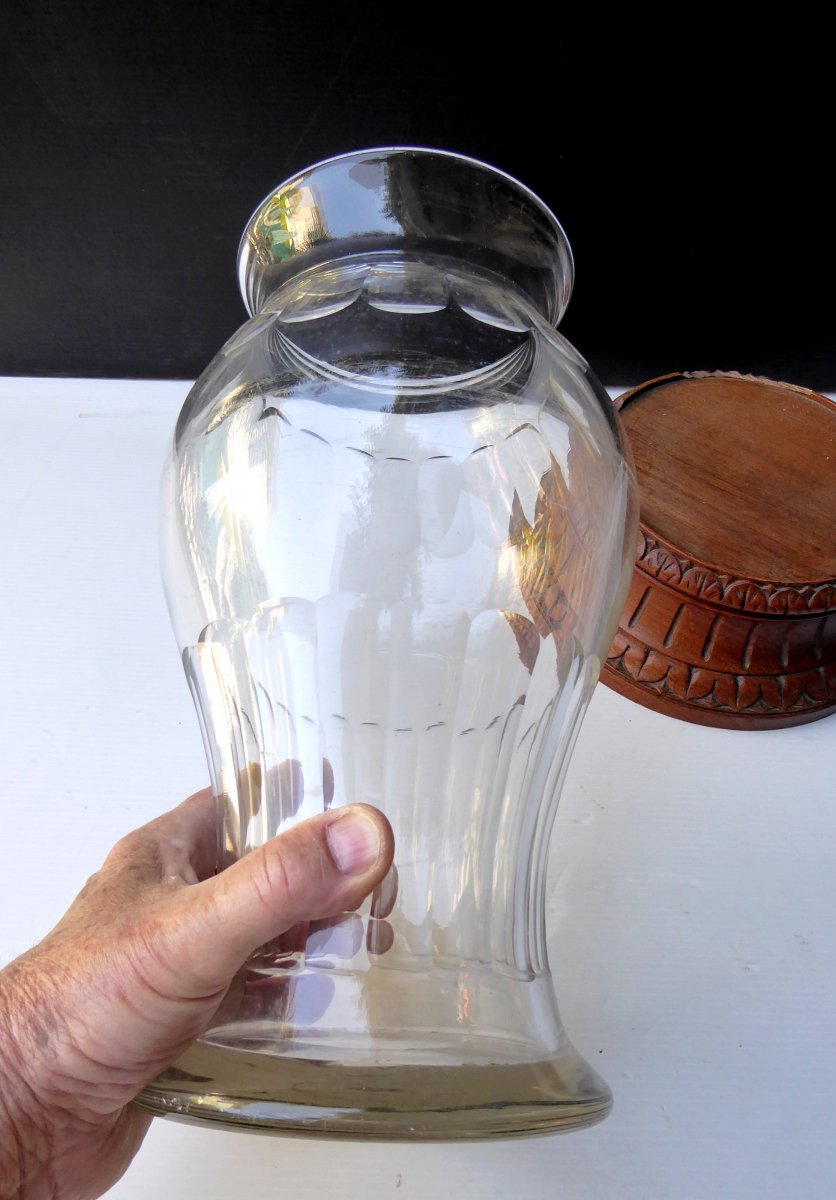 Top Apothecary Covered Jar, Cut Glass Nineteenth,-photo-2