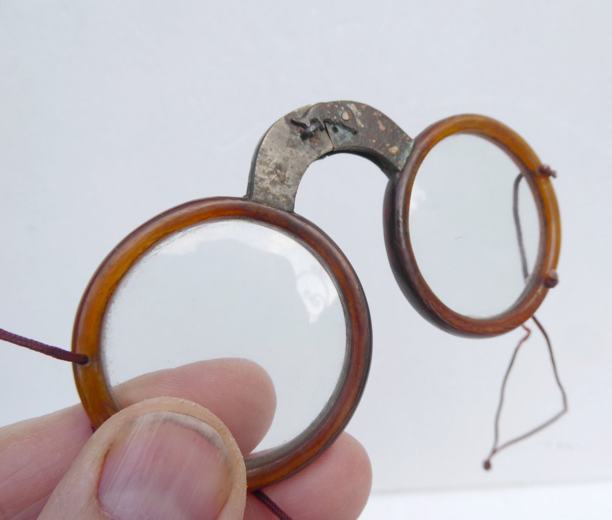 Lunettes Pliantes En Corne,  Japon Ancien, Rare Modèle, En étui-photo-2