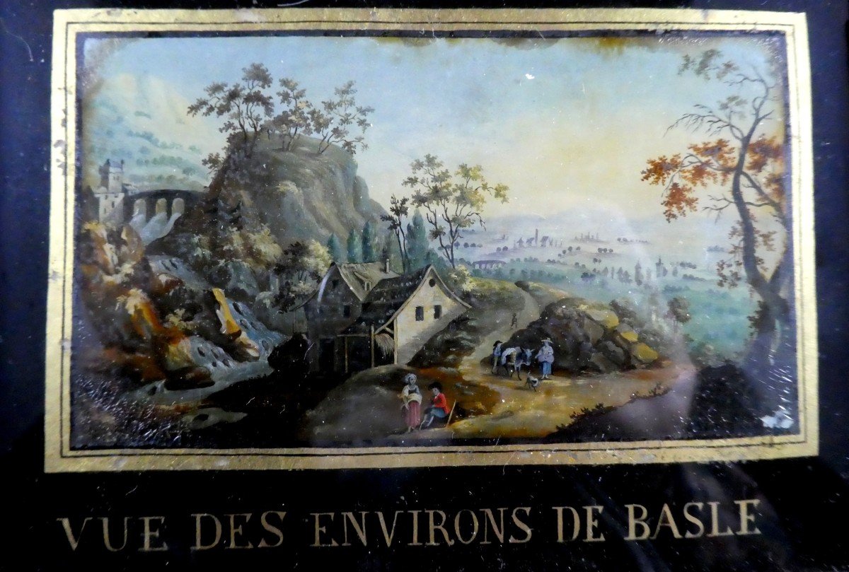 Switzerland, Basel Landscape,  Underglass Painting 19th Century-photo-2